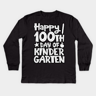 Happy 100th Day of Kindergarten Teacher or Student Kids Long Sleeve T-Shirt